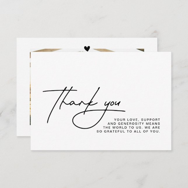 Carte photo mariage Merci (Devant / Derrière)