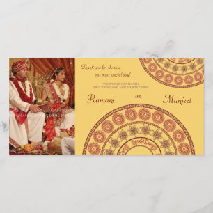 Carte photo Mariage Merci indien au henné
