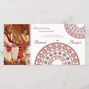 Carte photo Mariage Merci indien au henné