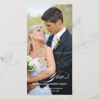 CARTE PHOTO MARIAGE MERCI SCRIPT BLANC