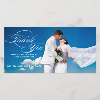 CARTE PHOTO MARIAGE MERCI SCRIPT BLANC