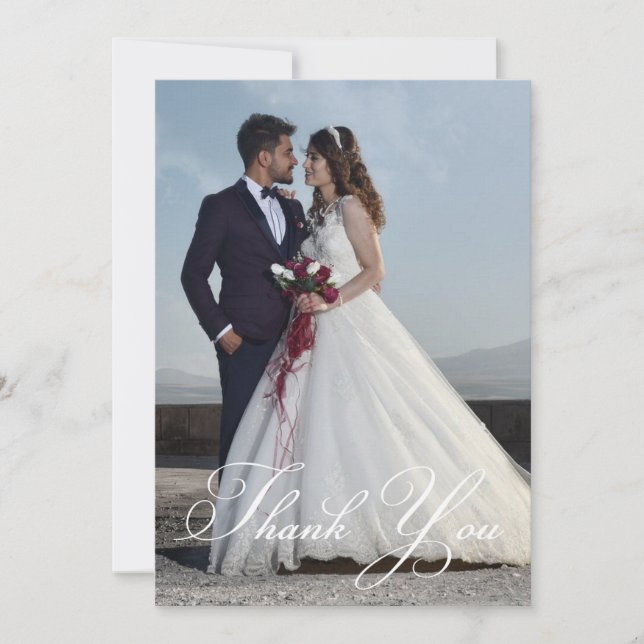 Carte Photo Mariage simple Ajouter votre Merci de voeux (Devant)