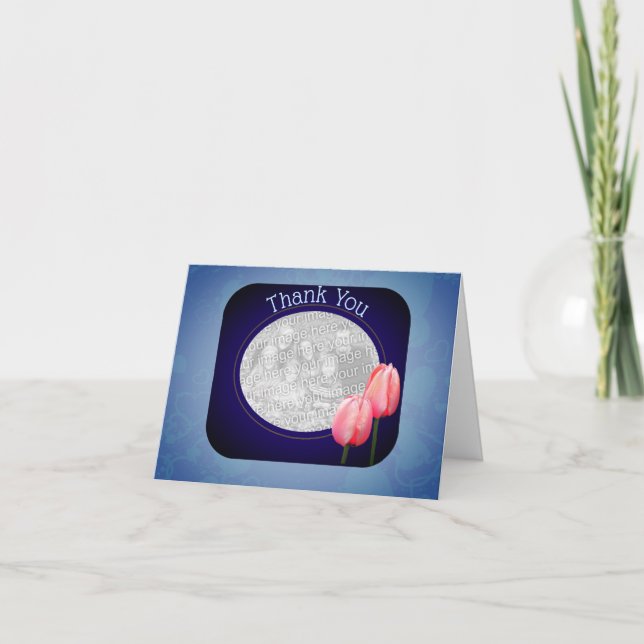 Carte photo Merci de tulipes roses (Devant)