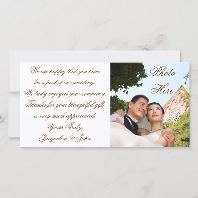 CARTE PHOTO ~ MERCI MARIAGE (Devant)