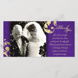 Carte photo Merci mariage - Texture or violet