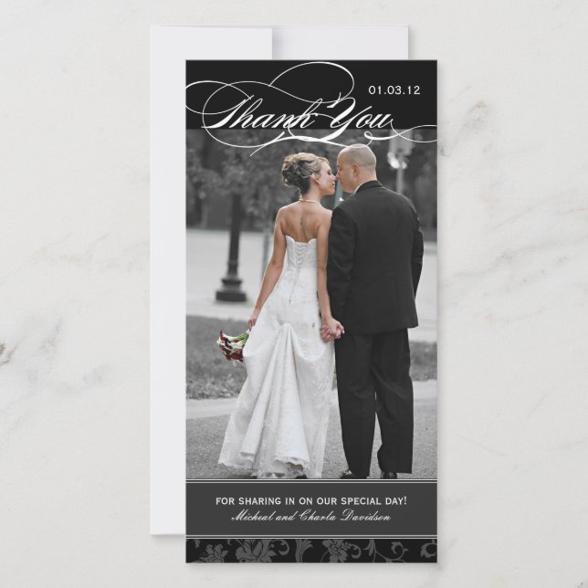 Carte photo Merci noir et blanc (4x8) (Devant)