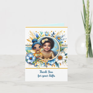 Carte PHOTO Merci Turquoise Gold Black Fairy Princesse