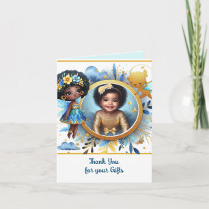 Carte PHOTO Merci Turquoise Gold Black Fairy Princesse