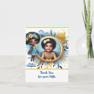 Carte PHOTO Merci Turquoise Gold Black Fairy Princesse
