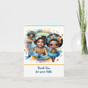 Carte PHOTO Merci Turquoise Gold Black Fairy Princesse