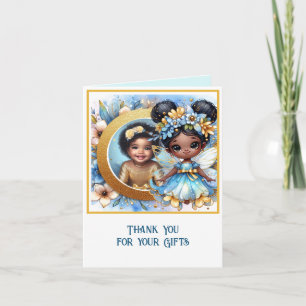 Carte PHOTO Merci Turquoise Gold Black Fairy Princesse