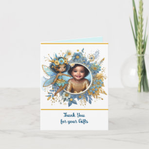 Carte PHOTO Merci Turquoise Gold Black Fairy Princesse