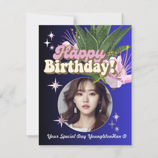 Carte photo minimaliste bleue personnalisée (Devant)