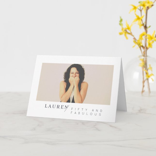 Carte Photo minimaliste moderne Cinquante et fabuleux an (Fleur jaune)