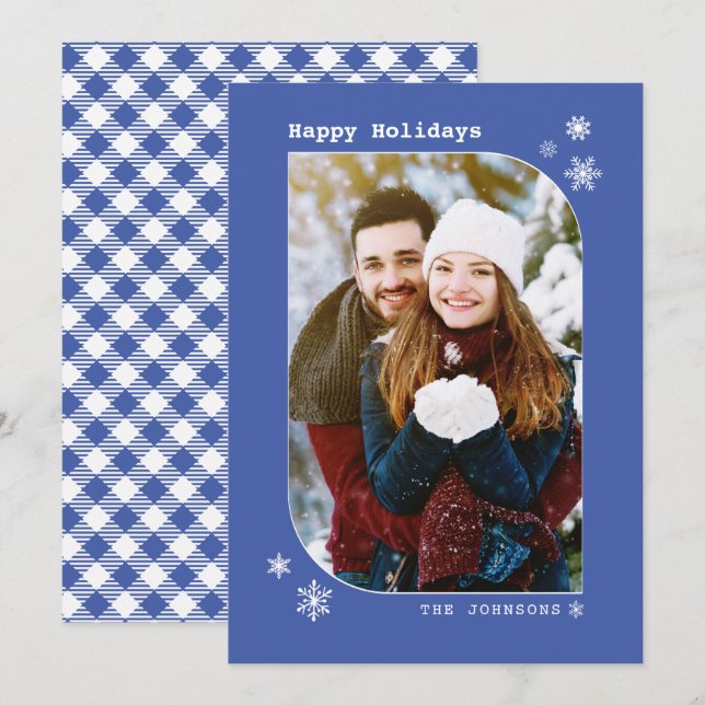 Carte photo minimaliste Royal Blue Modern (Devant / Derrière)
