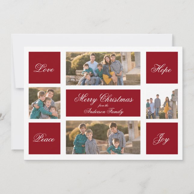 Carte photo Modern Love Hope Peace & Joy Christmas (Devant)