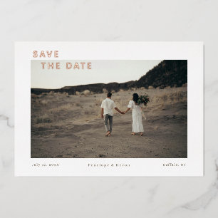 Carte photo moderne avec Save The Date en feuille 