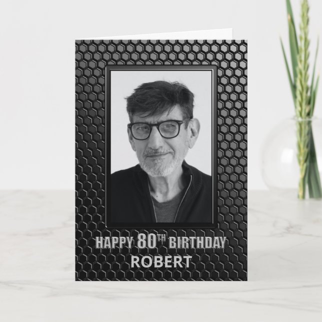 Carte Photo moderne Black 80th Birthday Custom (Devant)