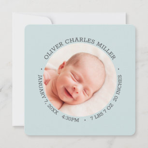 Carte photo moderne Blue Baby Faire-part de naissa