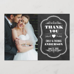 Carte photo moderne BW de tableau de Merci de