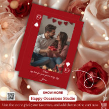 Carte Photo Moderne de la Saint-Valentin Rouge