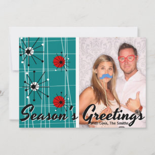 Carte photo moderne de Noël de la rétro moitié du