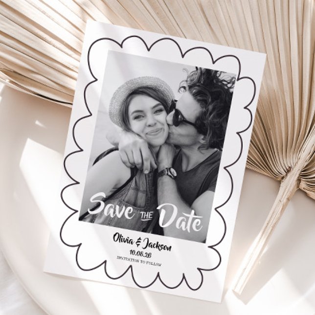 Carte photo moderne fantaisiste pour Sauvegarder l (Save the date wedding invitation)