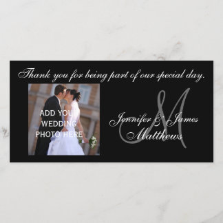 Carte photo Monogramme de Merci de mariage personn