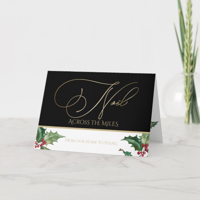 Carte PHOTO Noel Aquarelle Holly Red Berries Colorage (Devant)