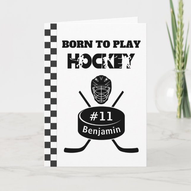 Carte Photo Nom Age Texte Jersey Numéro Hockey Sport (Devant)