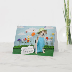 Carte Photo of dog in clothes, "cute" theme for anyone.