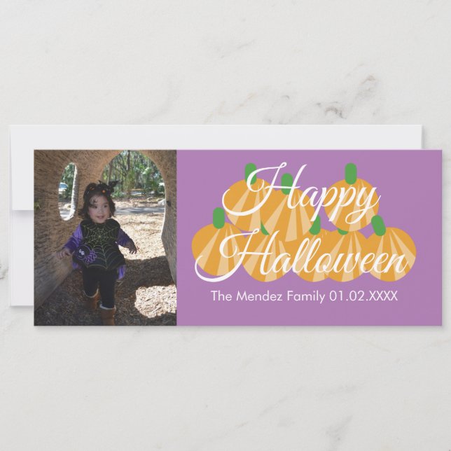 Carte photo orange citrouille d'Halloween (Devant)