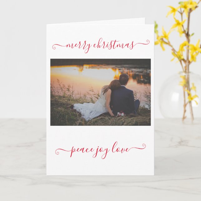 Carte Photo Peace Jove Love Merry Christmas Card (Fleur jaune)