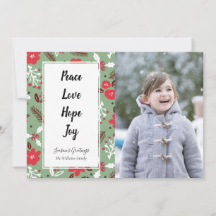 Carte photo Peace Love Hope Joy Christmas