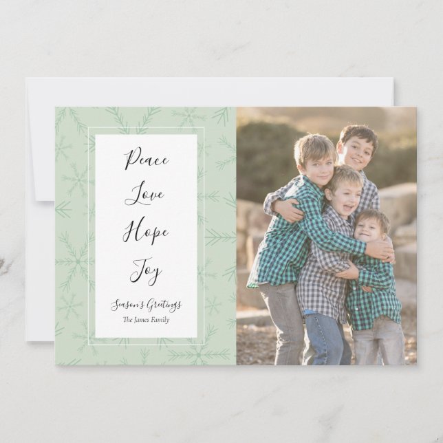 Carte photo Peace Love Hope Joy Christmas (Devant)