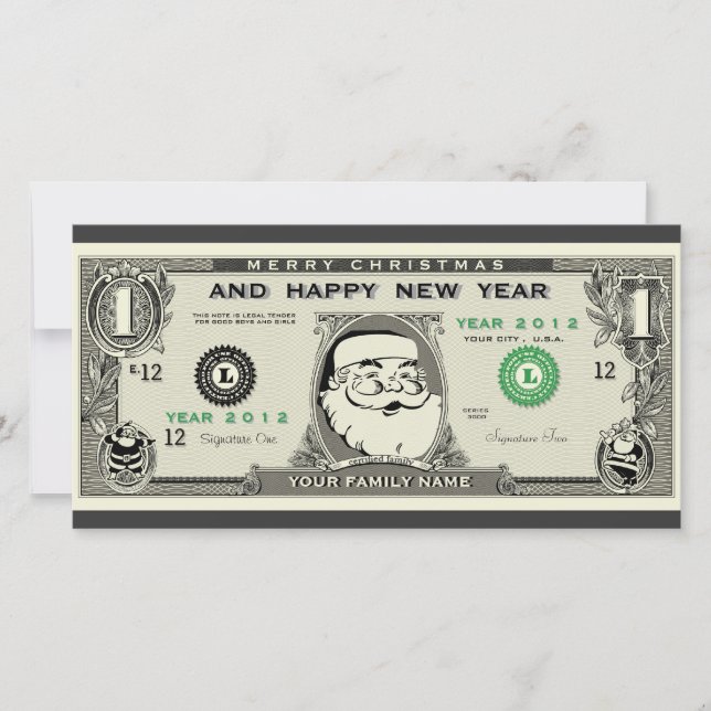 Carte photo Père Noël, Nouvel An et Noël 1$ (Devant)