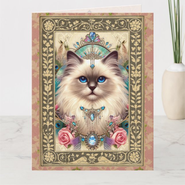 Carte photo personnalisable - Ragdoll Chat Anniver (Devant)
