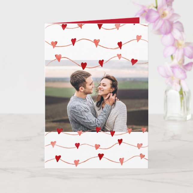 Carte Photo personnalisé Joyeuse Saint-Valentin Cœur (Orchidée)