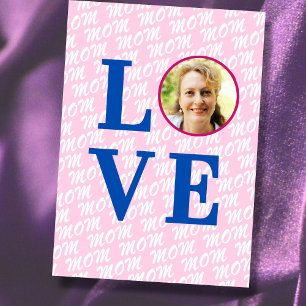 Carte photo personnalisée chic moderne Amour Maman