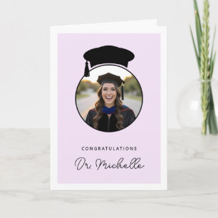 Carte Photo personnalisée diplôme de doctorat PhD modern