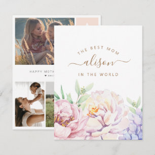 Carte photo personnalisée florale pour maman