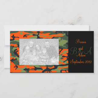 Carte photo personnalisée Hunter Orange Camo Frame