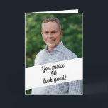 Carte Photo personnalisée Joke Brother 50e anniversaire<br><div class="desc">Photo personnalisée Joke Brother 50th Birthday, un design magnifique destiné à toute personne recherchant de belles cartes d'anniversaire pour frère, cartes d'anniversaire pour frère aîné ou cartes d'anniversaire pour frère cadet, celui-ci serait cool. Le design comprend une photo personnalisée avec un texte personnalisable, vous pourriez mettre l'âge que vous aimez...</div>