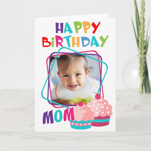 Carte Photo personnalisée Maman Anniversaire (Devant)