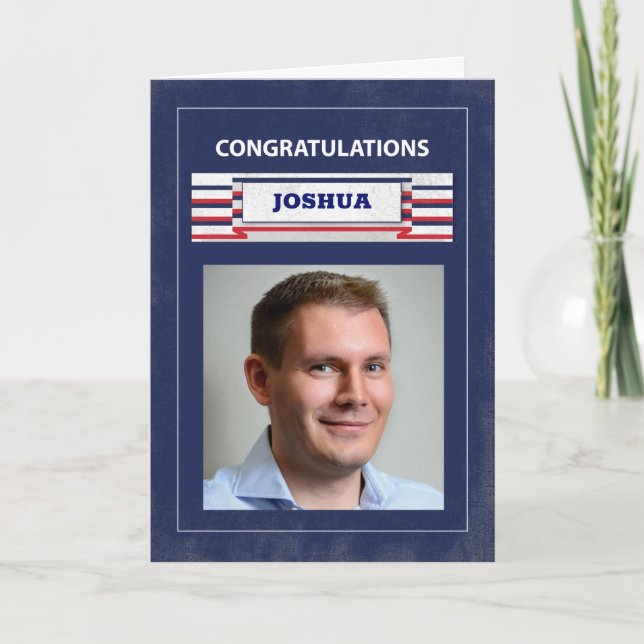 Carte Photo personnalisée, nom Police Police Graduate (Devant)