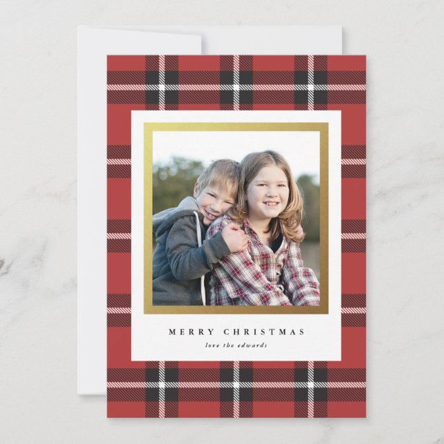 Carte photo Plaid classique Noir et Rouge (Devant)