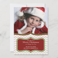 Carte photo Plat Chic Rouge Et Vert Chevron