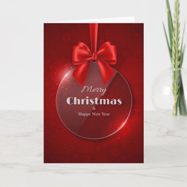 Carte photo plié de l'ornement de Noël rouge (Devant)