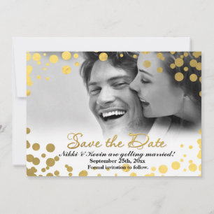 CARTE PHOTO POINTS DE CONFETTI EN FEUILLE D'OR SAU