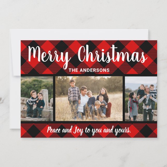 Carte photo Red Buffalo Plaid Christmas (Devant)